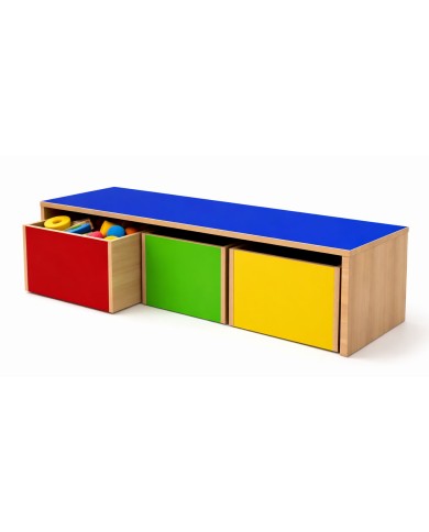 Classroom bench with drawers