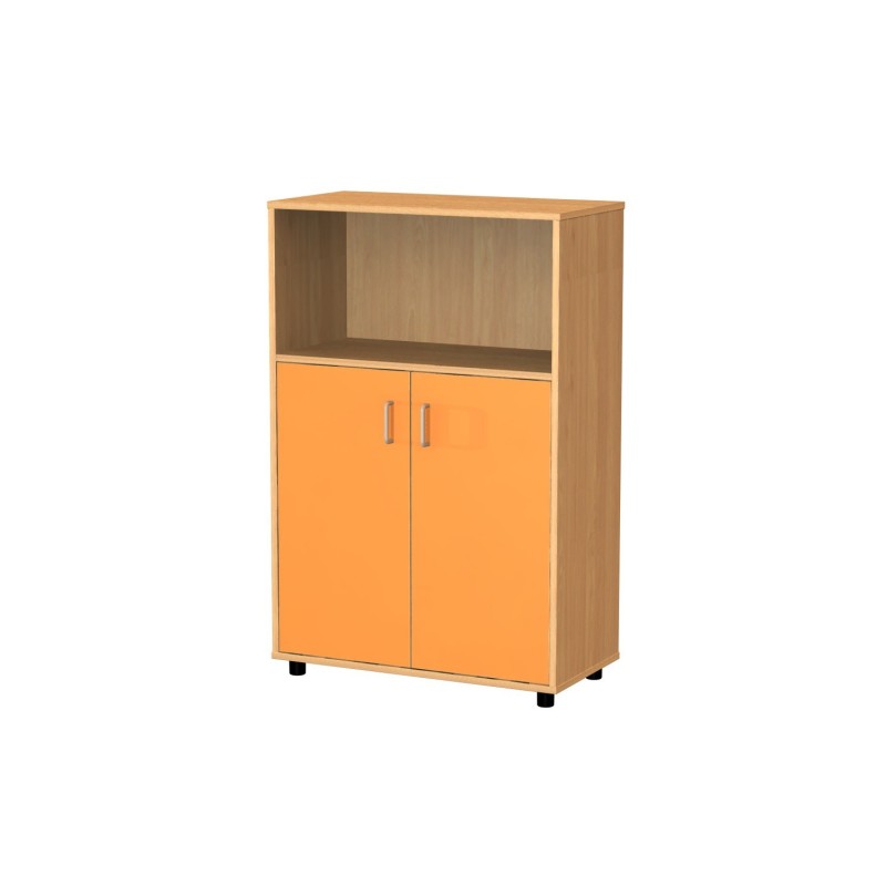 Armoire 3 compartiments, portes en partie basse 122 cm